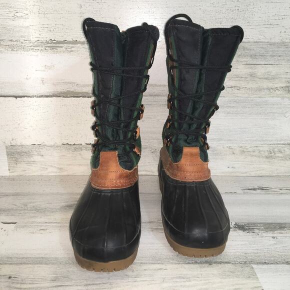 Eddie Bauer Duck Waterproof Snow Hiking Winter Boot Mens 8 Green Blue Leather - Picture 2 of 14